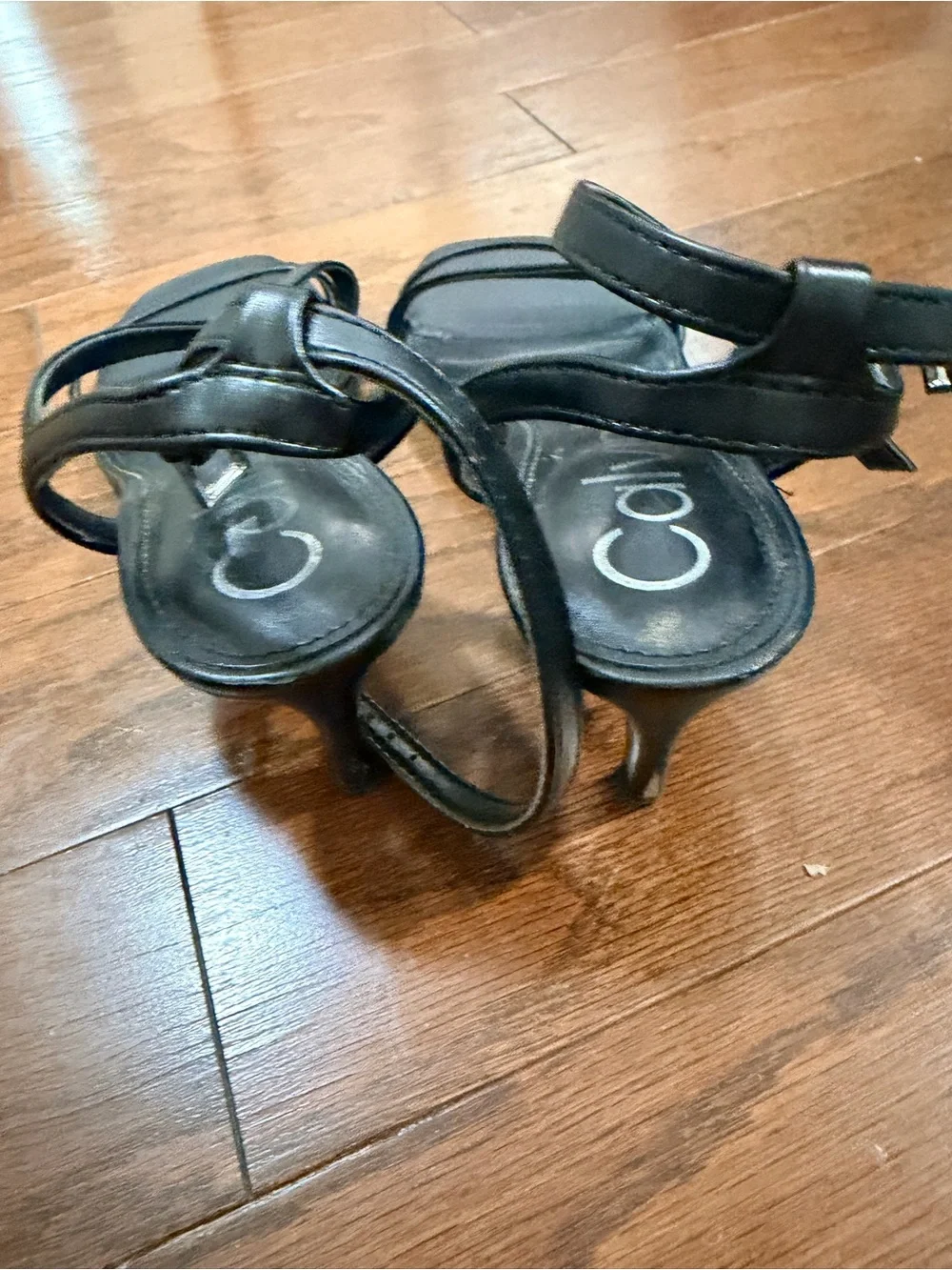 Calvin Klein Black Strappy Ankle-Heel Sandals